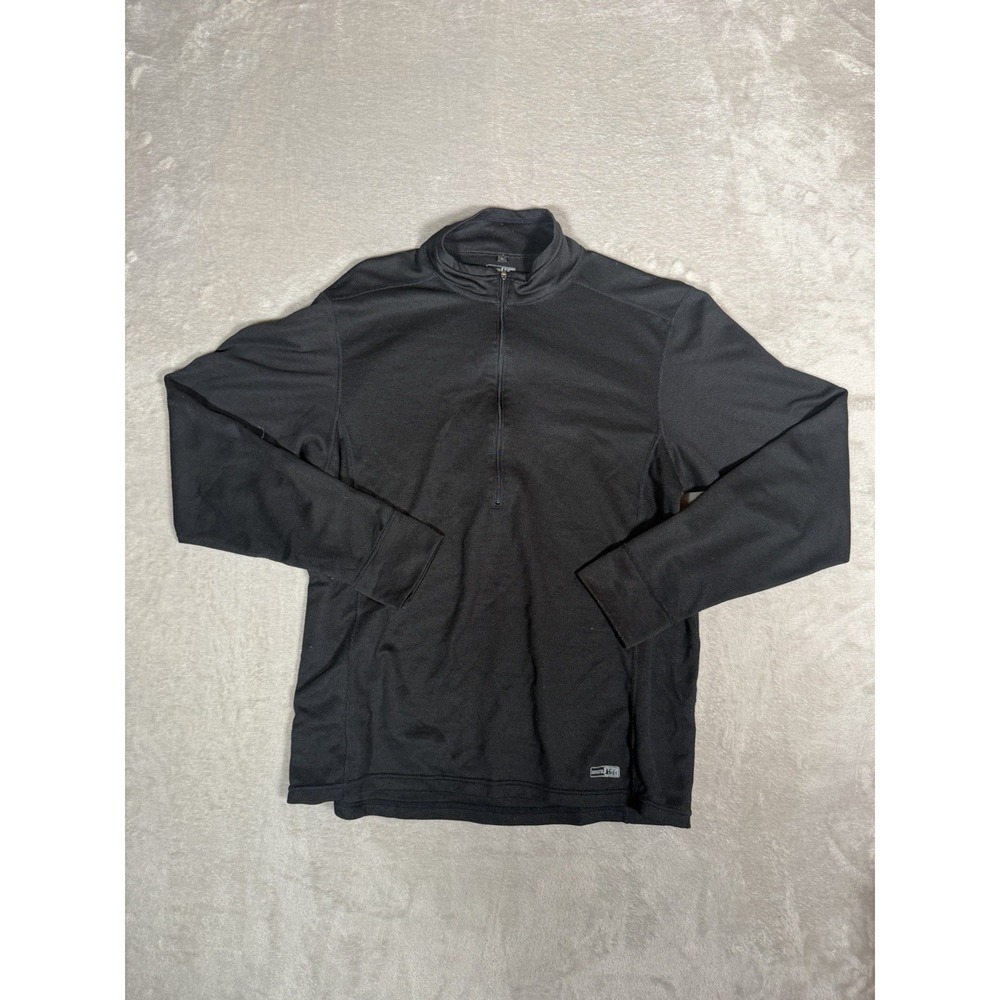 REI Co-op Mens Black 1/4 Zip Pullover Lightweight Hiking Top Large